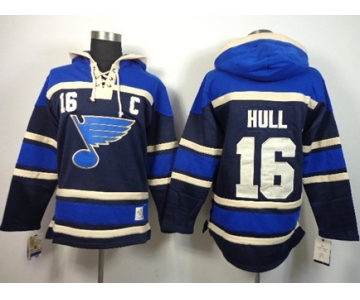 Old Time Hockey St. Louis Blues #16 Brett Hull Navy Blue Hoodie