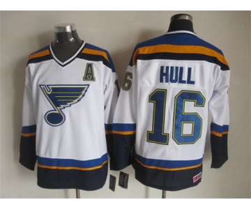St. Louis Blues #16 Brett Hull 2014 White Throwback CCM Jersey