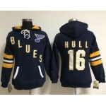 St. Louis Blues #16 Brett Hull Navy Blue Women's Old Time Heidi NHL Hoodie