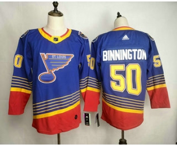 Men's St. Louis Blues #50 Jordan Binnington Blue Adidas Stitched NHL Throwback Jersey