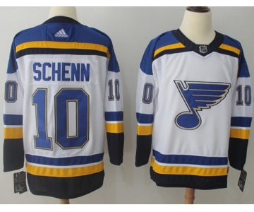 Adidas Blues #10 Brayden Schenn White Road Authentic Stitched NHL Jersey
