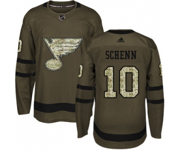 Adidas St. Louis Blues #10 Brayden Schenn Green Salute to Service Stitched Youth NHL Jersey