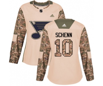 Adidas St.Louis Blues #10 Brayden Schenn Camo Authentic 2017 Veterans Day Women's Stitched NHL Jersey