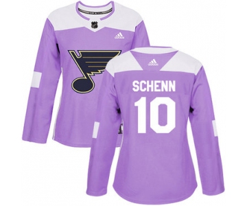 Adidas St.Louis Blues #10 Brayden Schenn Purple Authentic Fights Cancer Women's Stitched NHL Jersey