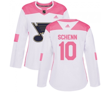 Adidas St.Louis Blues #10 Brayden Schenn White Pink Authentic Fashion Women's Stitched NHL Jersey