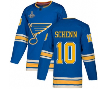 Blues #10 Brayden Schenn Blue Alternate Authentic Stanley Cup Champions Stitched Hockey Jersey