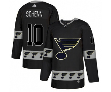 Men's St. Louis Blues #10 Brayden Schenn Black Team Logos Fashion Adidas Jersey
