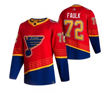 St. Louis Blues #72 Justin Faulk Red Men's Adidas 2020-21 Reverse Retro Alternate NHL Jersey