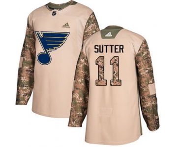 Adidas Blues #11 Brian Sutter Camo Authentic 2017 Veterans Day Stitched NHL Jersey