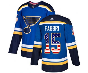 Adidas Blues #15 Robby Fabbri Blue Home Authentic USA Flag Stitched NHL Jersey