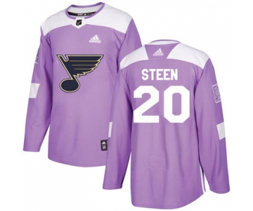 Adidas Blues #20 Alexander Steen Purple Authentic Fights Cancer Stitched NHL Jersey