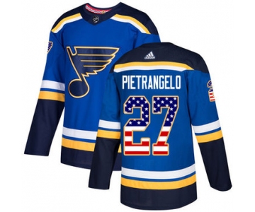 Adidas Blues #27 Alex Pietrangelo Blue Home Authentic USA Flag Stitched NHL Jersey