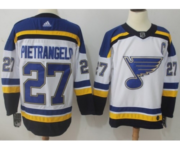 Adidas Blues #27 Alex Pietrangelo White Road Authentic Stitched NHL Jersey