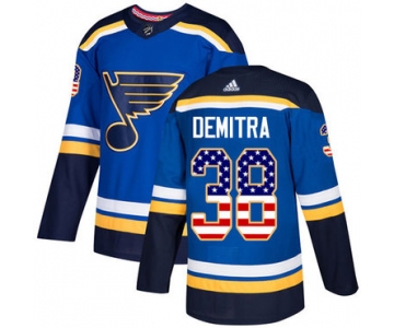 Adidas Blues #38 Pavol Demitra Blue Home Authentic USA Flag Stitched NHL Jersey