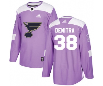Adidas Blues #38 Pavol Demitra Purple Authentic Fights Cancer Stitched NHL Jersey