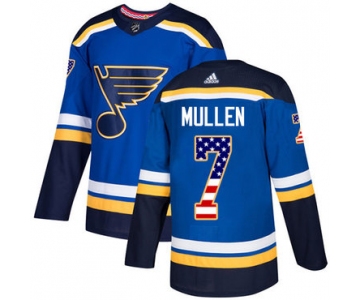 Adidas Blues #7 Joe Mullen Blue Home Authentic USA Flag Stitched NHL Jersey