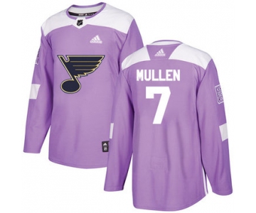 Adidas Blues #7 Joe Mullen Purple Authentic Fights Cancer Stitched NHL Jersey