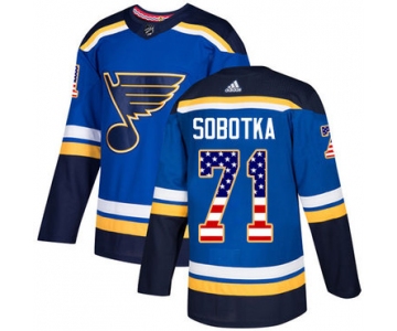 Adidas Blues #71 Vladimir Sobotka Blue Home Authentic USA Flag Stitched NHL Jersey