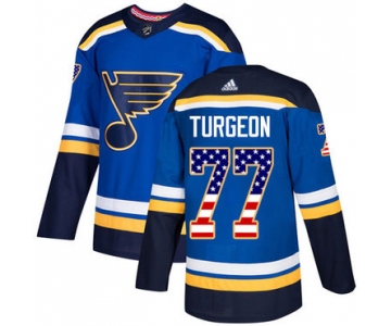 Adidas Blues #77 Pierre Turgeon Blue Home Authentic USA Flag Stitched NHL Jersey