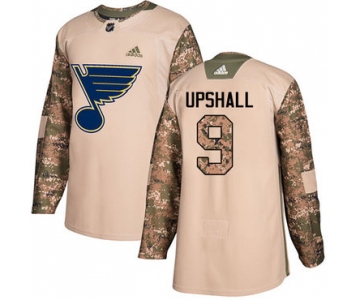 Adidas Blues #9 Scottie Upshall Camo Authentic 2017 Veterans Day Stitched NHL Jersey
