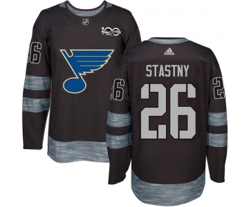 Blues #26 Paul Stastny Black 1917-2017 100th Anniversary Stitched NHL Jersey