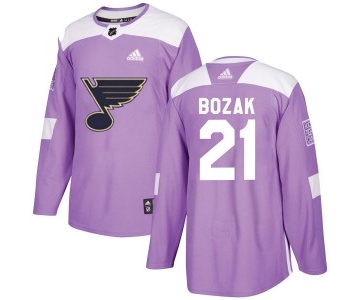 Men's Authentic St. Louis Blues #21 Tyler Bozak Purple Hockey Fights Cancer Official Adidas Jersey
