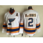 Men's St. Louis Blues #2 Al MacInnis 1998-99 White CCM Vintage Throwback Jersey