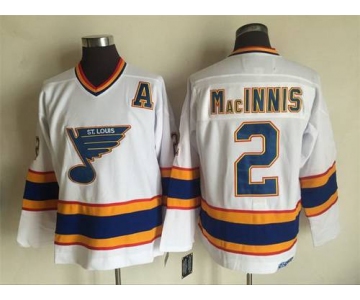 Men's St. Louis Blues #2 Al MacInnis 1998-99 White CCM Vintage Throwback Jersey