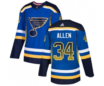 Men's St. Louis Blues #34 Jake Allen Royal Drift Fashion Adidas Jersey
