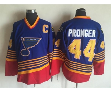 Men's St. Louis Blues #44 Chris Pronger 1995-96 Blue CCM Throwback Stitched Vintage Hockey Jersey