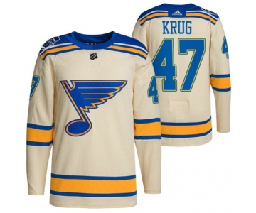 Men's St. Louis Blues #47 Torey Krug Cream 2022 Winter Classic Stitched Jersey