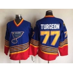 Men's St. Louis Blues #77 Pierre Turgeon 1995-96 Blue CCM Vintage Throwback Jersey