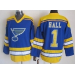 St. Louis Blues #1 Glenn Hall Blue Throwback CCM Jersey
