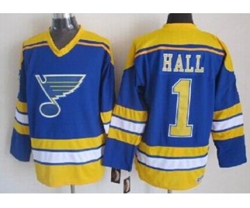 St. Louis Blues #1 Glenn Hall Blue Throwback CCM Jersey