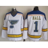 St. Louis Blues #1 Glenn Hall White Throwback CCM Jersey