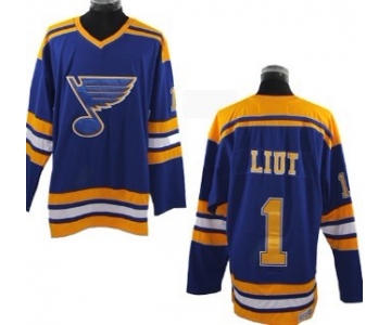 St. Louis Blues #1 Mike Liut Blue Throwback CCM Jersey
