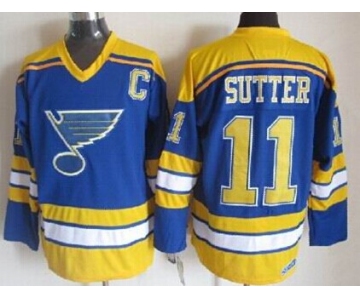 St. Louis Blues #11 Brian Sutter Blue Throwback CCM Jersey