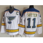 St. Louis Blues #11 Brian Sutter White Throwback CCM Jersey