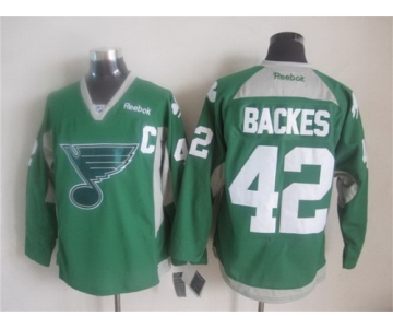 St. Louis Blues #42 David Backes 2014 Training Green Jersey