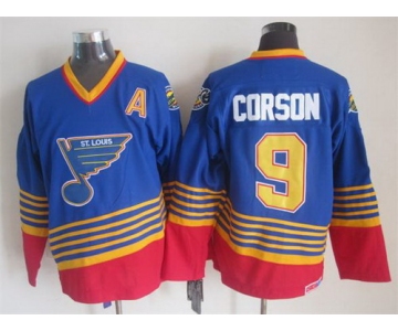 St. Louis Blues #9 Shayne Corson 1995 Blue Throwback CCM Jersey