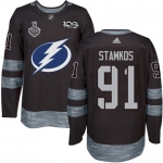 Adidas Lightning #91 Steven Stamkos Black 1917-2017 100th Anniversary 2020 Stanley Cup Final Stitched NHL Jersey