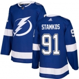 Adidas Lightning #91 Steven Stamkos Blue Home Authentic Stitched NHL Jersey