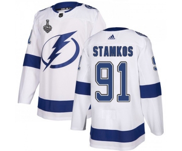 Adidas Lightning #91 Steven Stamkos White Road Authentic 2020 Stanley Cup Final Stitched NHL Jersey