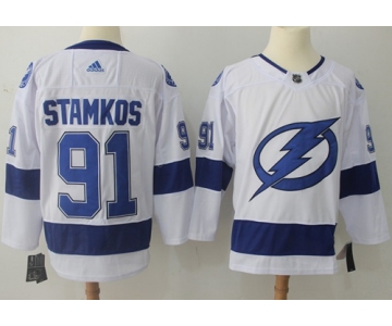 Adidas Lightning #91 Steven Stamkos White Road Authentic Stitched NHL Jersey