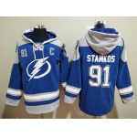 Men's Hockey Tampa Bay Lightning #91 Steven Stamkos Royal Blue Hoodie