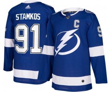 Men's Tampa Bay Lightning #91 Steven Stamkos Authentic C ptach Home Adidas  Jersey