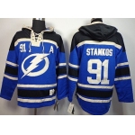 Old Time Hockey Tampa Bay Lightning #91 Steven Stamkos Blue Hoodie
