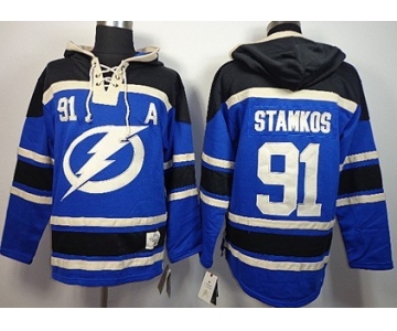 Old Time Hockey Tampa Bay Lightning #91 Steven Stamkos Blue Hoodie