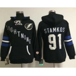 Tampa Bay Lightning #91 Steven Stamkos Black Women's Old Time Heidi NHL Hoodie