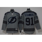 Tampa Bay Lightning #91 Steven Stamkos Charcoal Gray Jersey